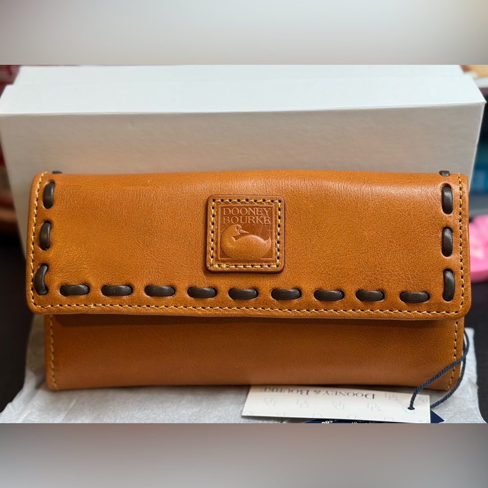 Dooney & Bourke Florentine Leather Continental Clutch Natural